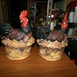 Enesco. rooster book ends or door stops.